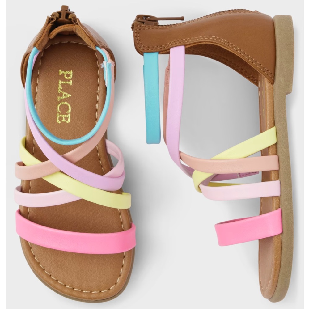 The Children’s Place Strappy Toddler Girls Rainbow Sandals Baby Summer Shoes 5